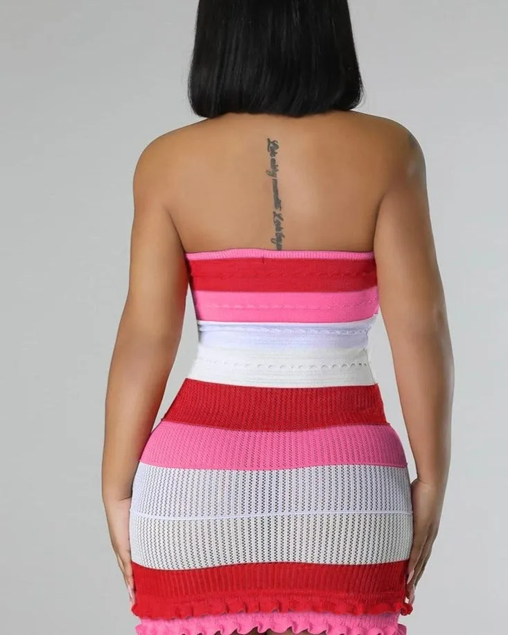 Annie Ruffles Mini Knit Dress