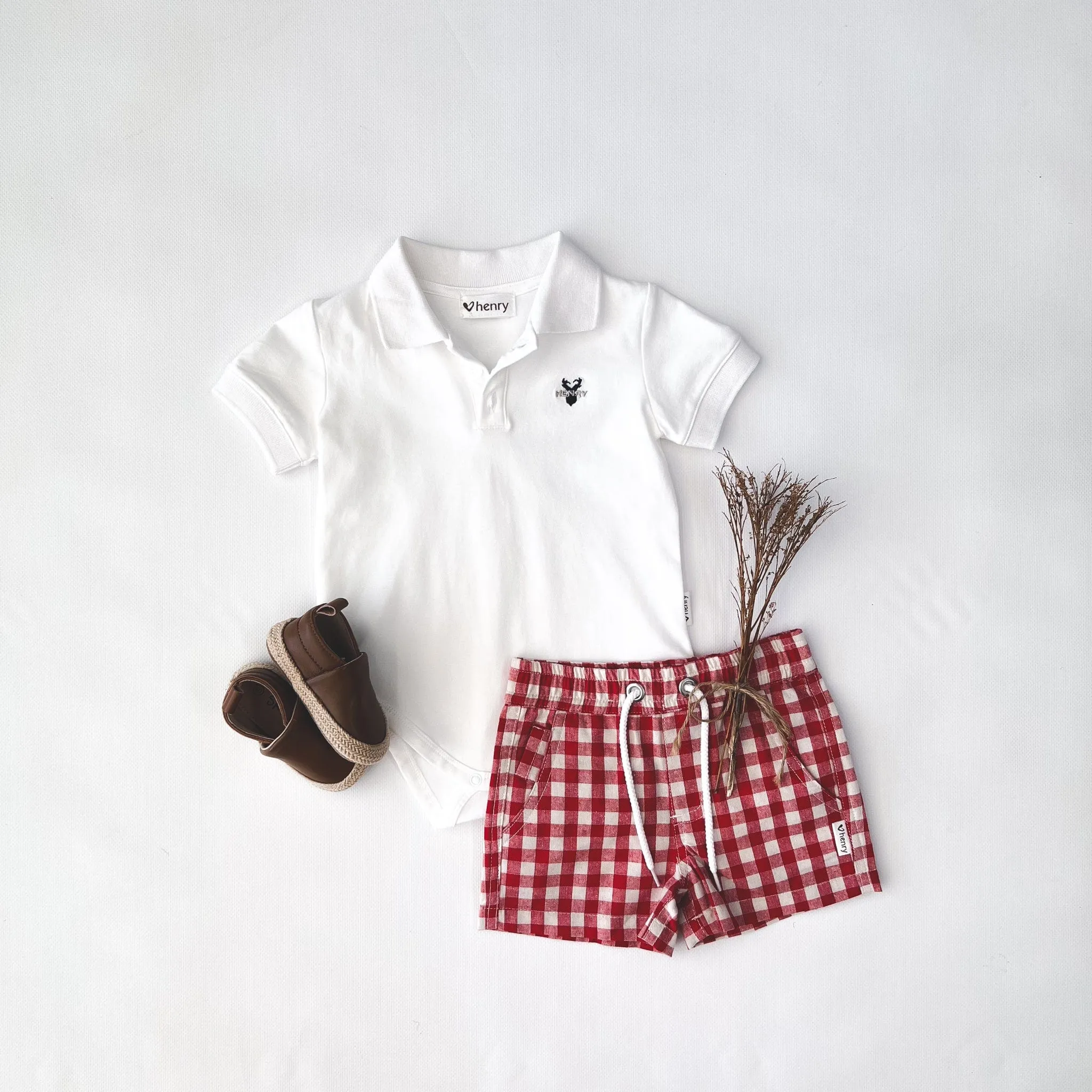 Baby Boys Polo Romper - White