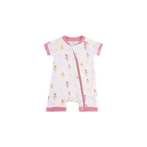 Baby Short-Sleeve Bamboo Romper - Ballerina