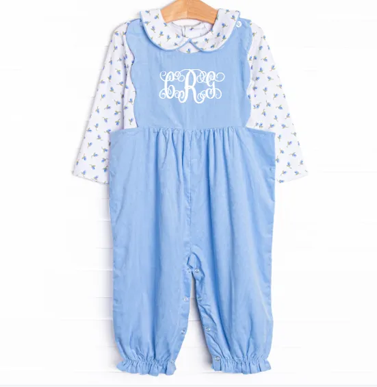 Berry Blue Buds Romper Set, Blue