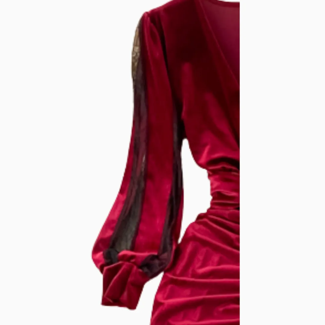 Burgundy Velvet Bodycon Holiday Dress