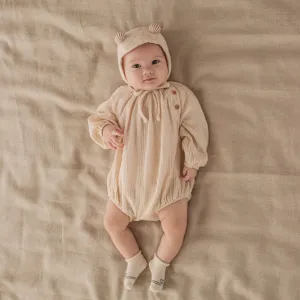 Button Gauze Romper - Cream