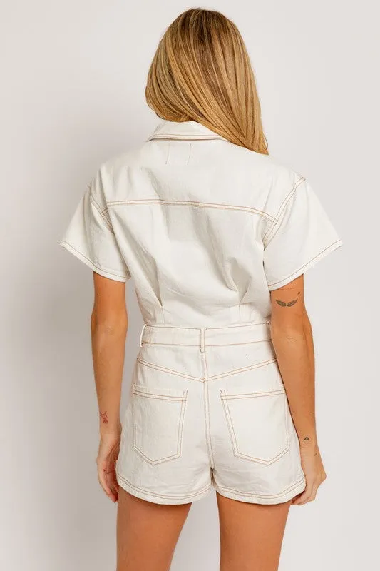 Cali Short Sleeve Denim Romper