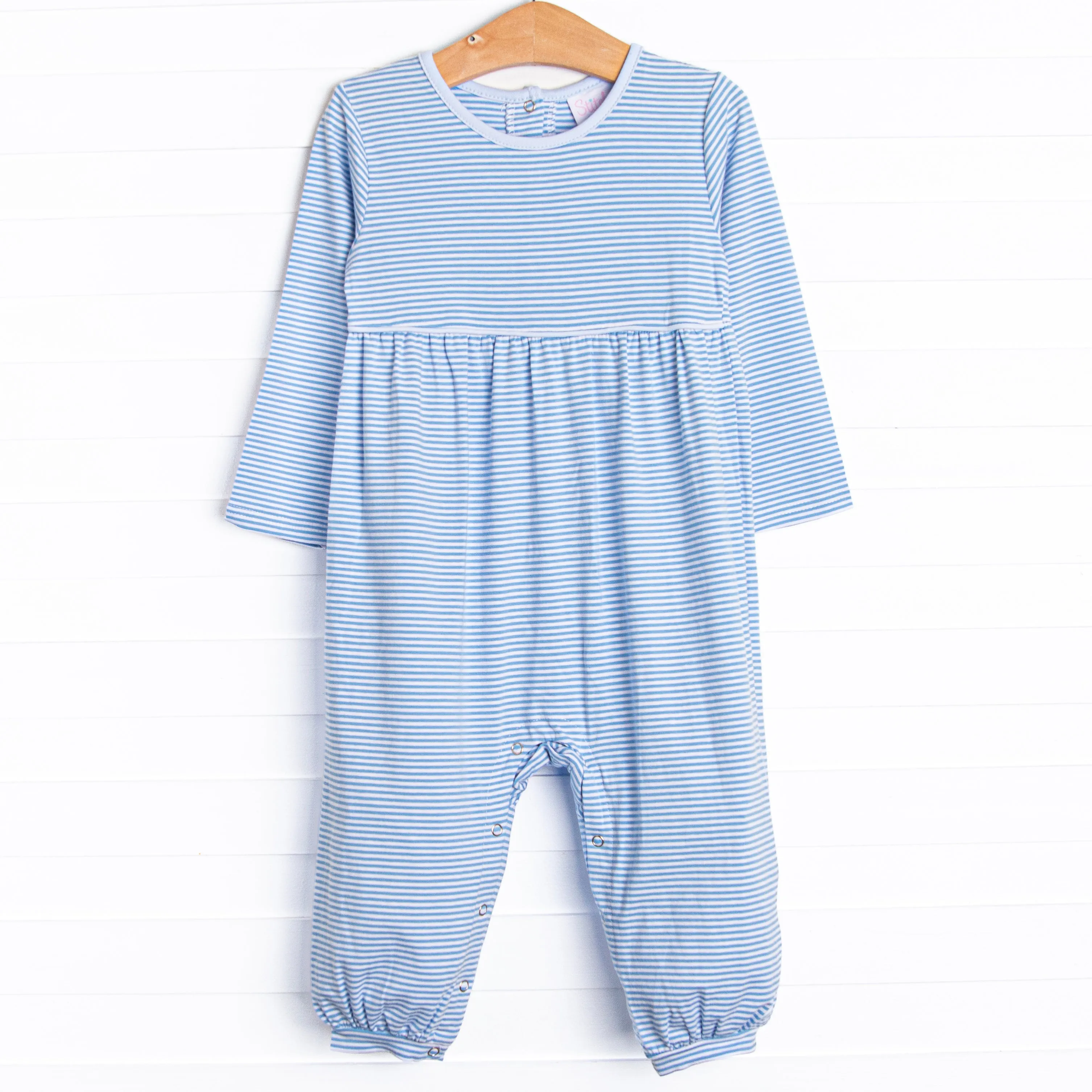 Charles Romper, Medium Blue Stripe