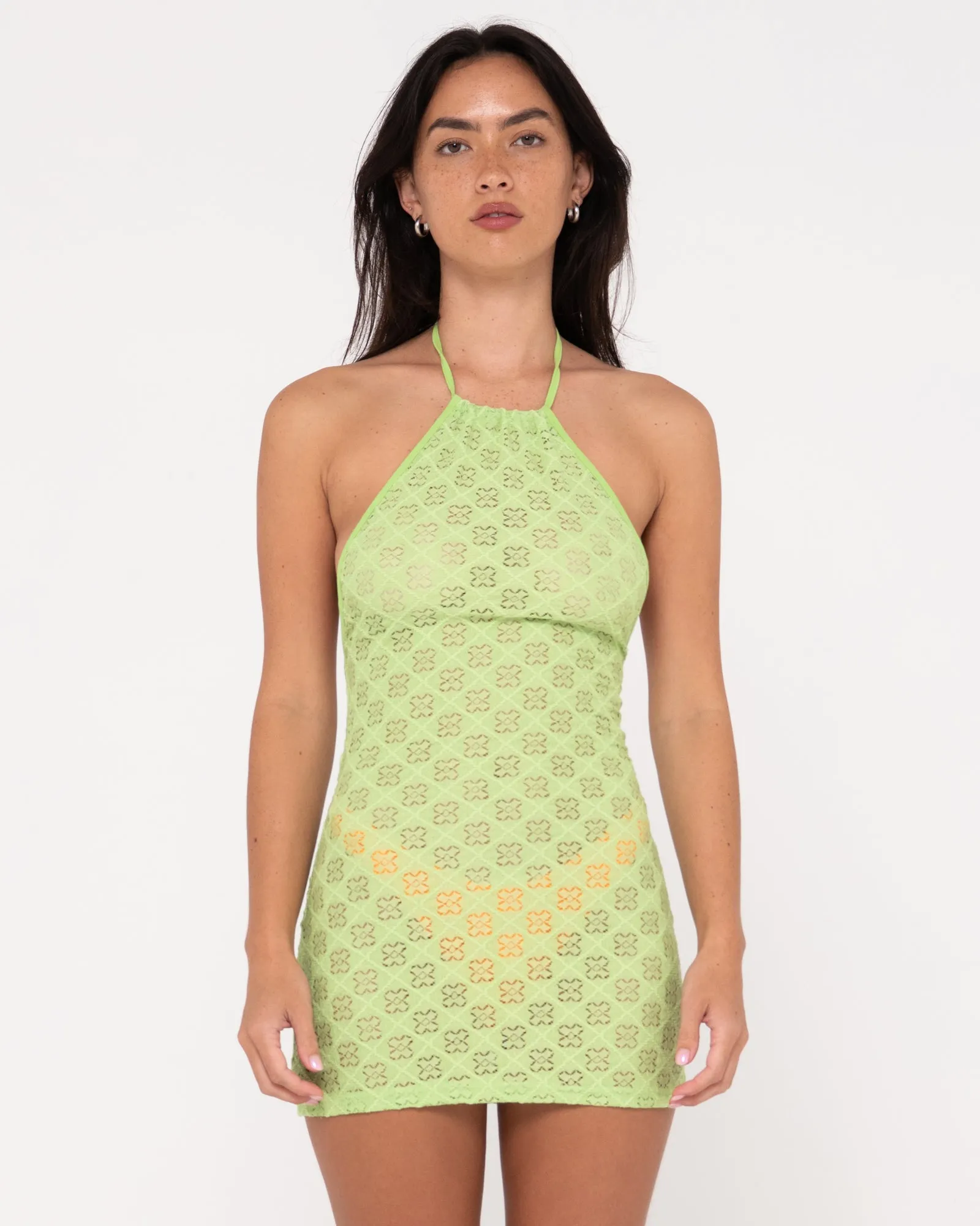 Dylan Sheer Knit Halter Mini Dress
