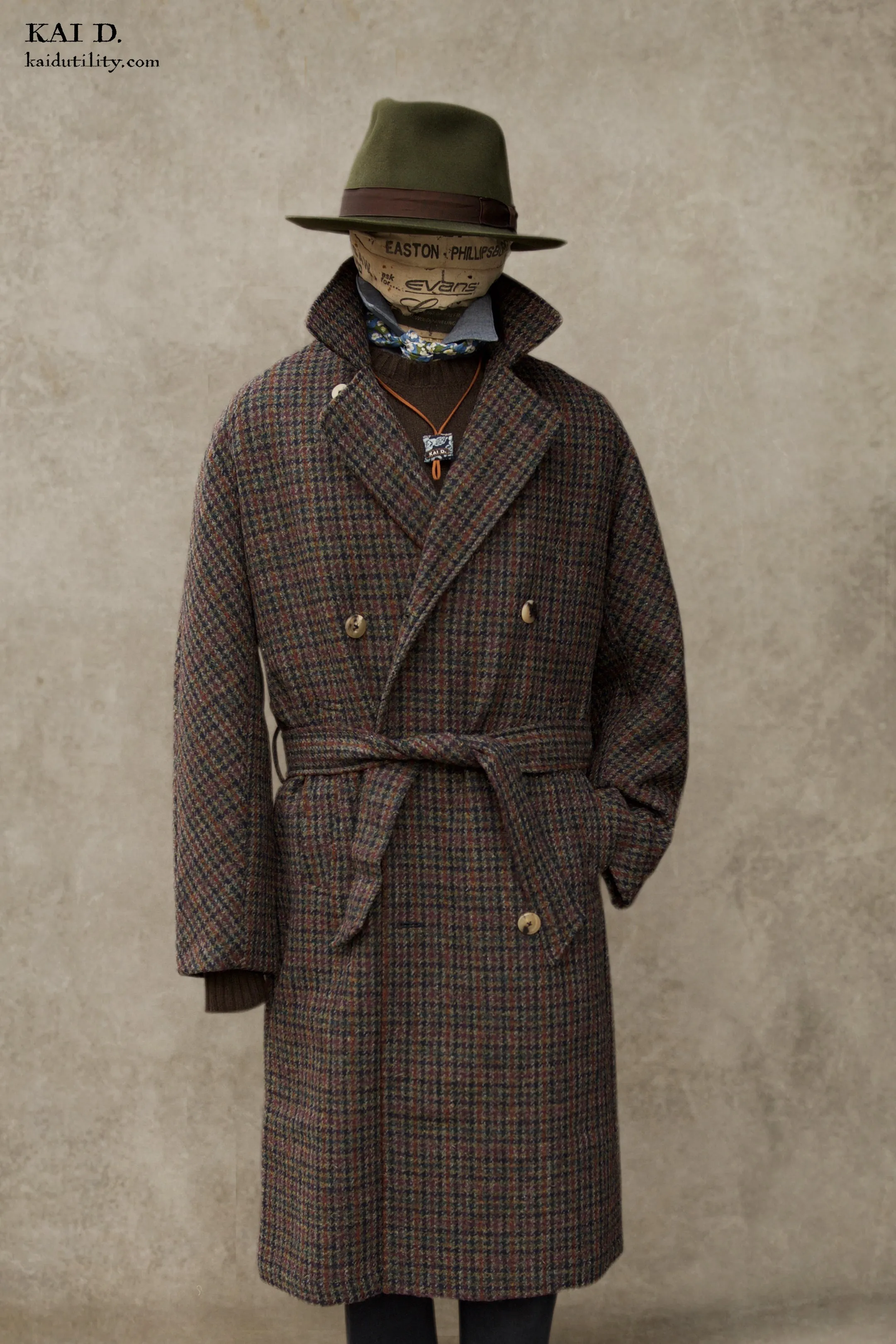 Grandad Wool Trench -Harris Tweed - 50 (NO RETURN)
