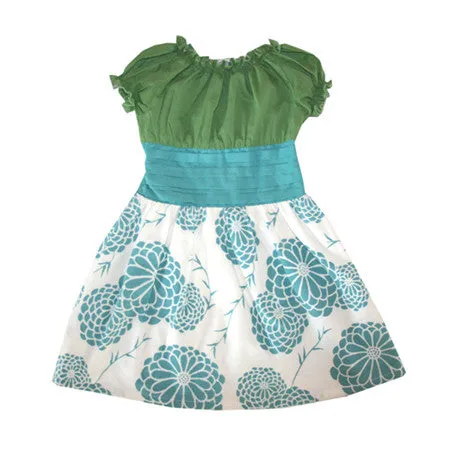 Hana Baby and Girls Dress - Blue/Green