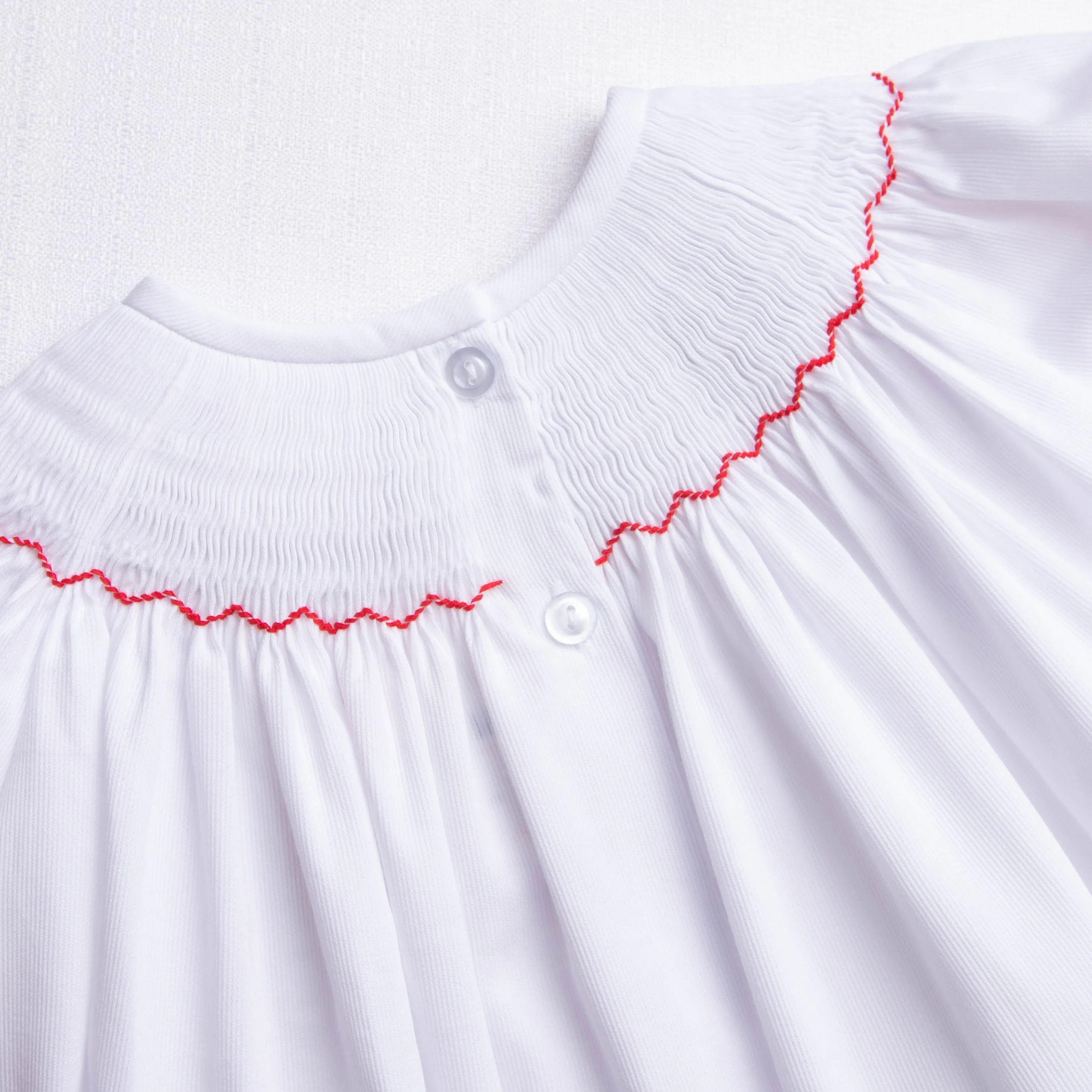 Happy Holidays Smocked Romper, White