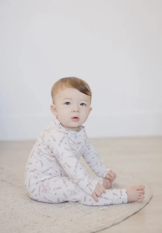 I Love You Multilingual Valentine's Day Bamboo Zippy Romper