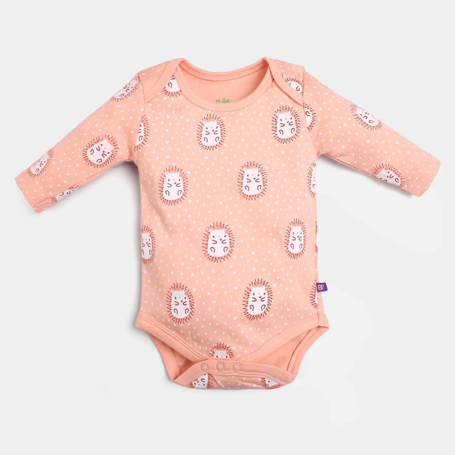 Infant Girls Cotton Romper Hedgehog - Peach