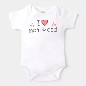 Infant Romper MOM & DAD  - B. White