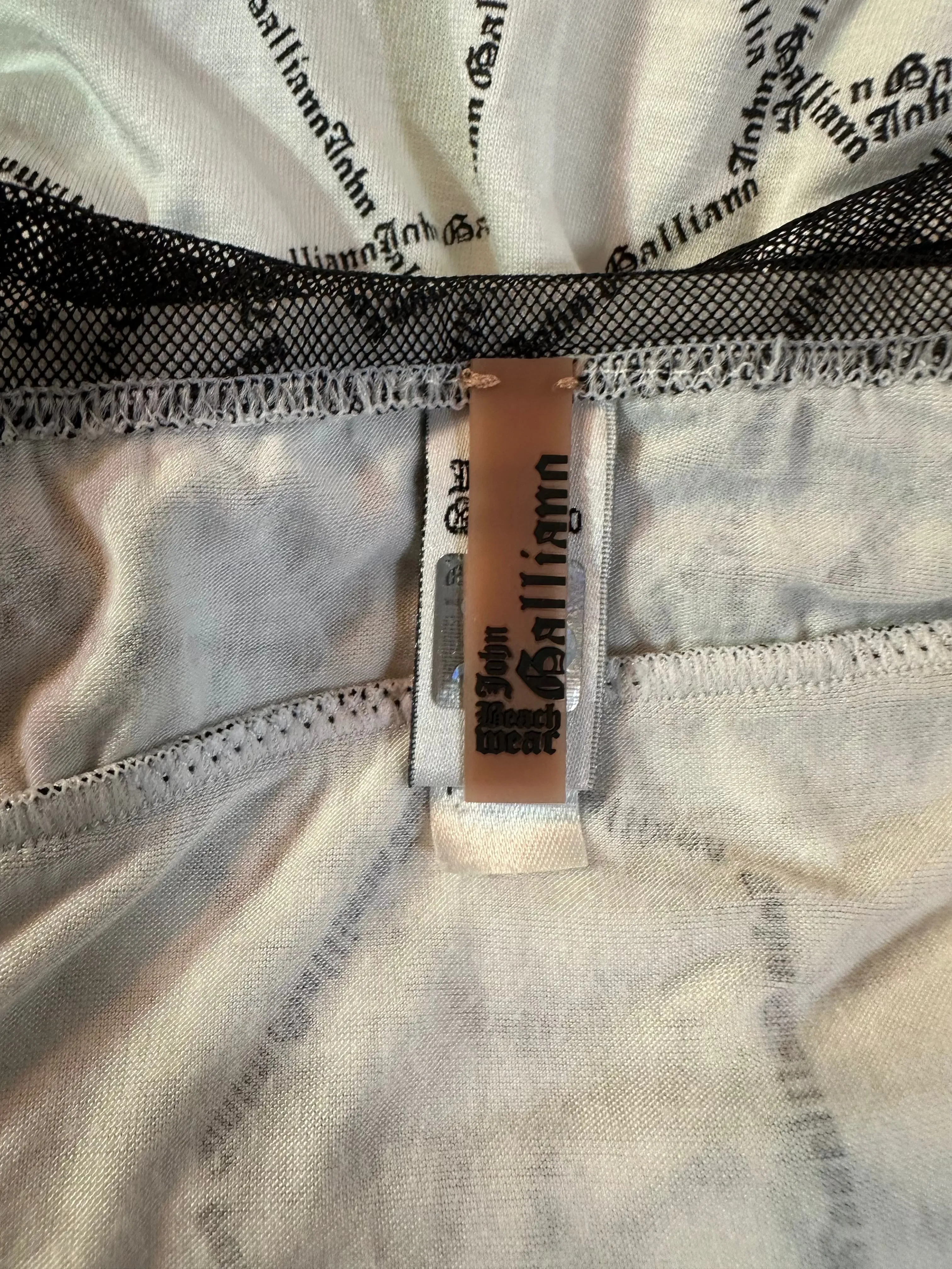John Galliano Y2K White Strapless Cotton Romper with Logo Stars