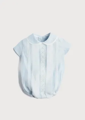 Lace Detail Peter Pan Collar Romper in Pale Blue (3mths-2yrs)