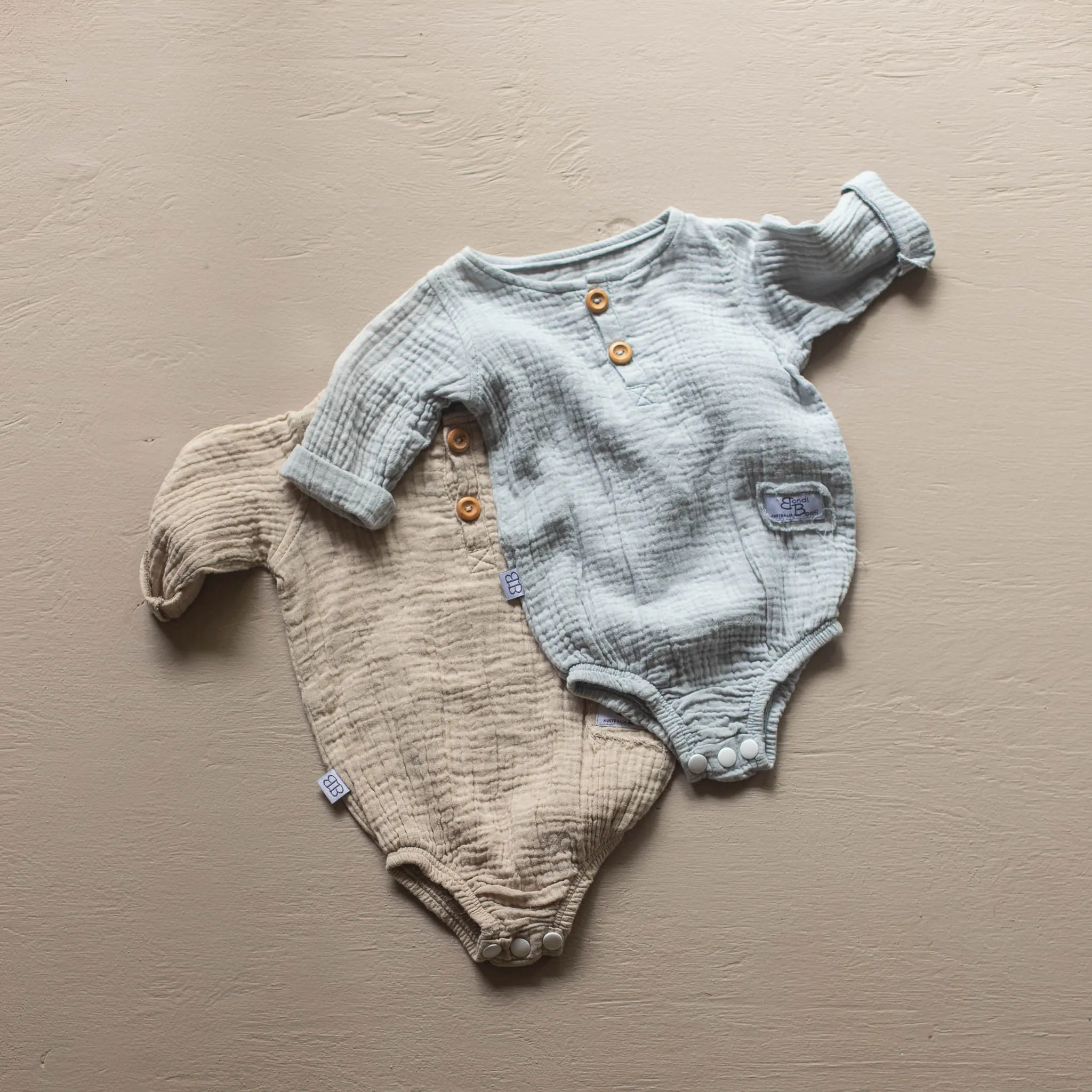 Long Sleeve Organic Cotton Baby Romper - French Grey