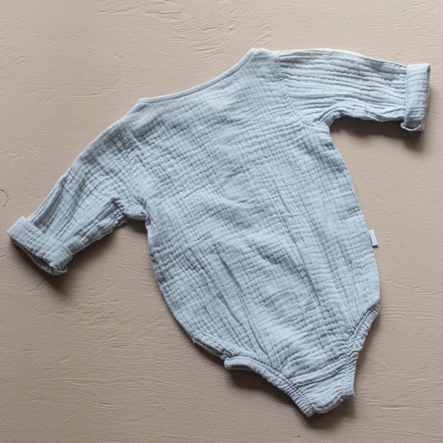 Long Sleeve Organic Cotton Baby Romper - French Grey