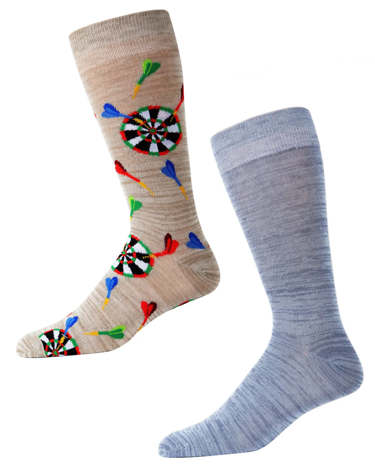 Men's 2 Pair Pack Novelty Darts Crew Socks