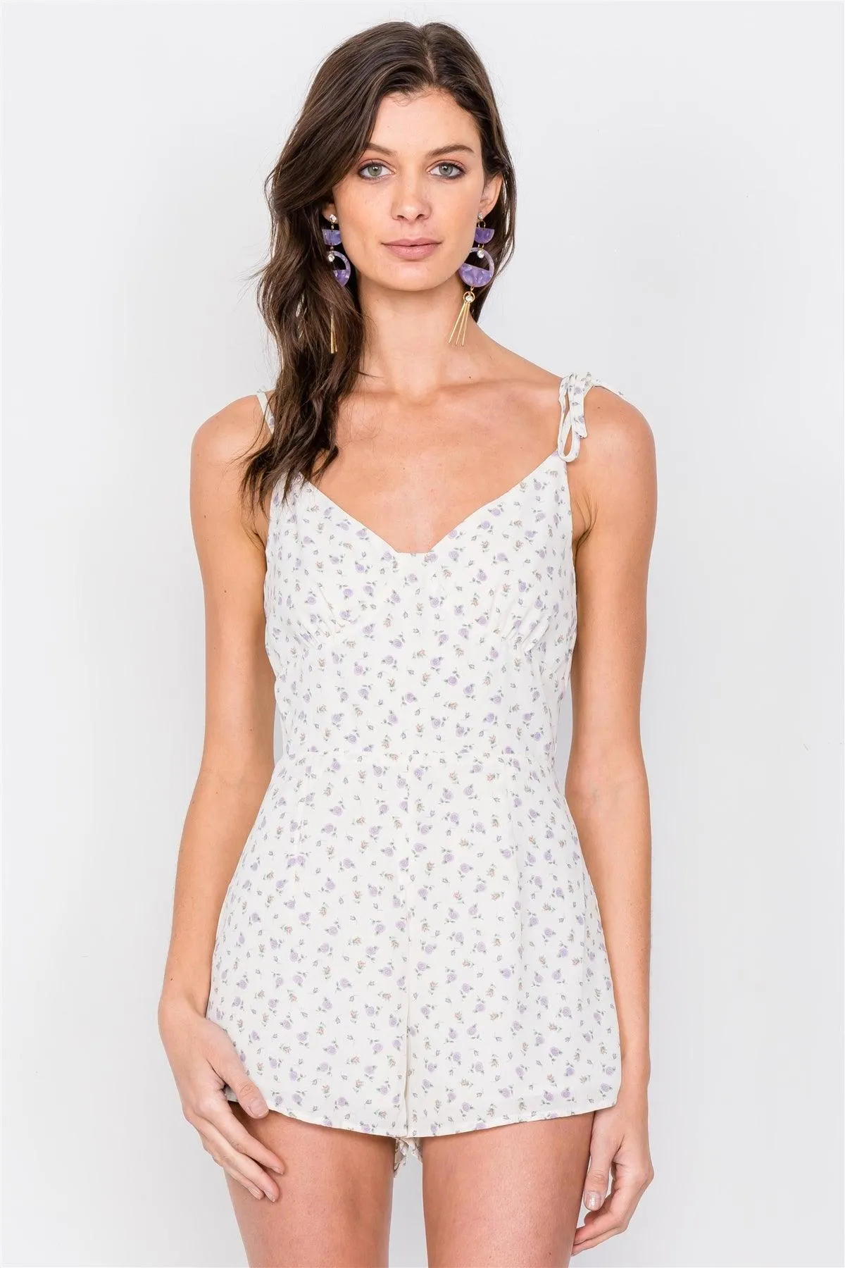 Off-White Boho Floral Mini Chic Casual Romper /1-1-1