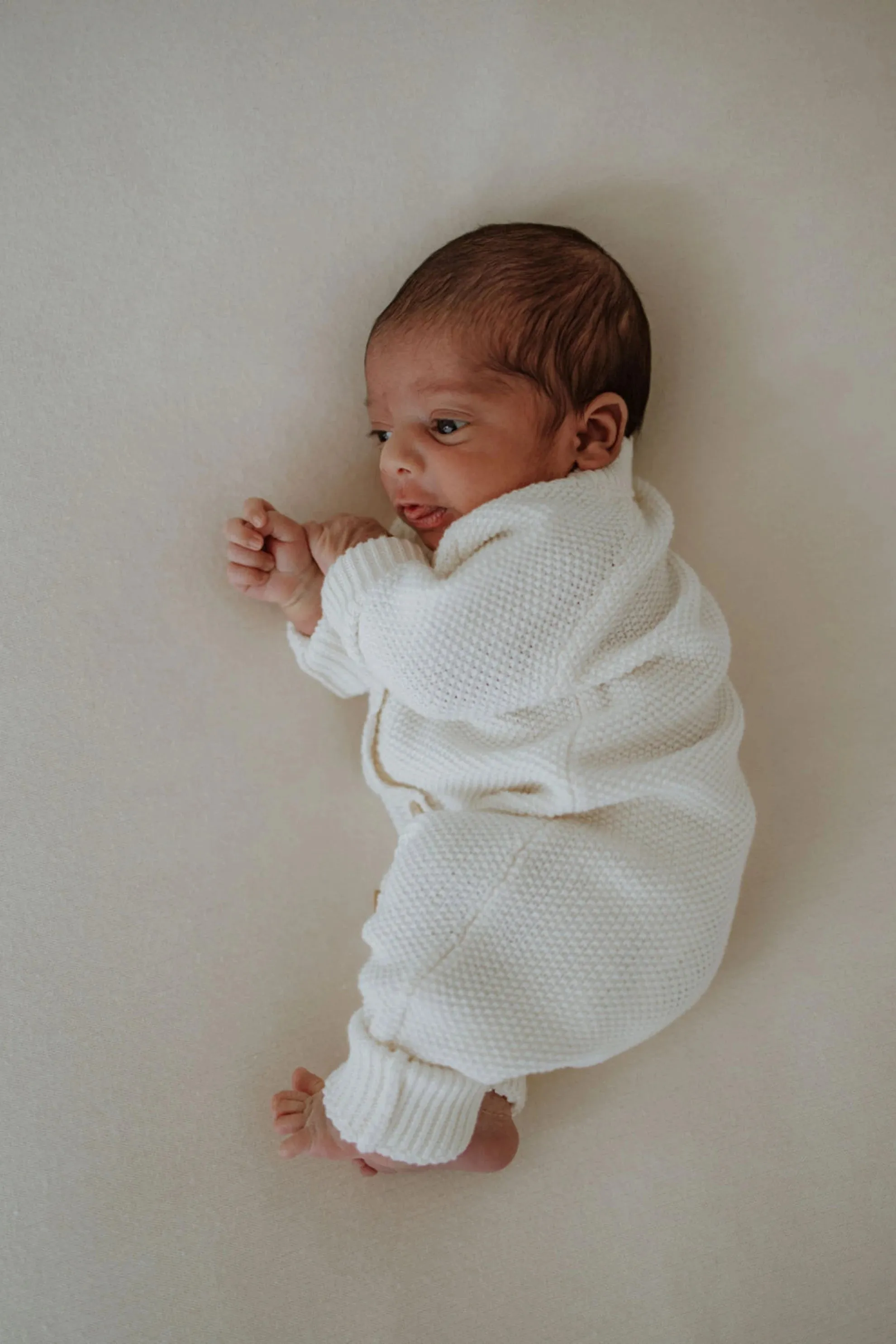 Organic Cotton Moss Stitch Baby Romper - Milk