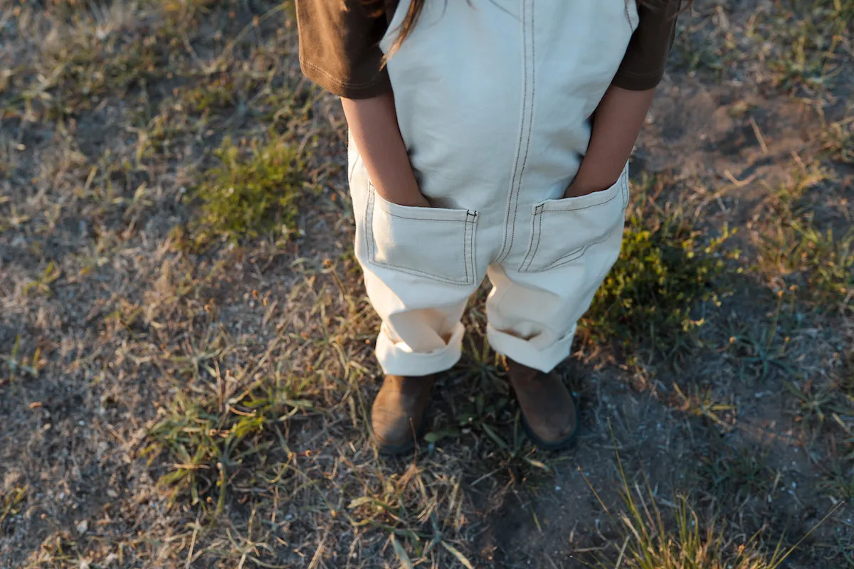 Organic Everyday Denim Overalls - Milk