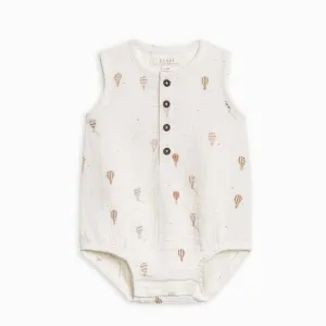 Organic KENDI Bowie Muslin Bubble Romper - Hot Air Balloon / Truffle