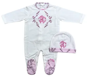 Roberto Cavalli Newborn Romper Cap Baroque Newborn Children Gift Kit - Pink