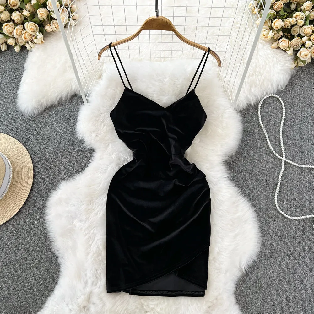 Sexy Velvet Slip Bottoming Dress