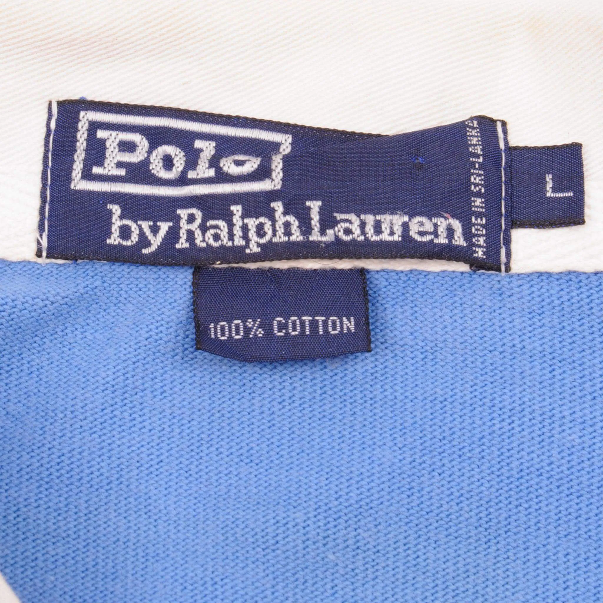 VINTAGE POLO RALPH LAUREN RAFTING CLUB RUGBY POLO SHIRT 1990S LARGE