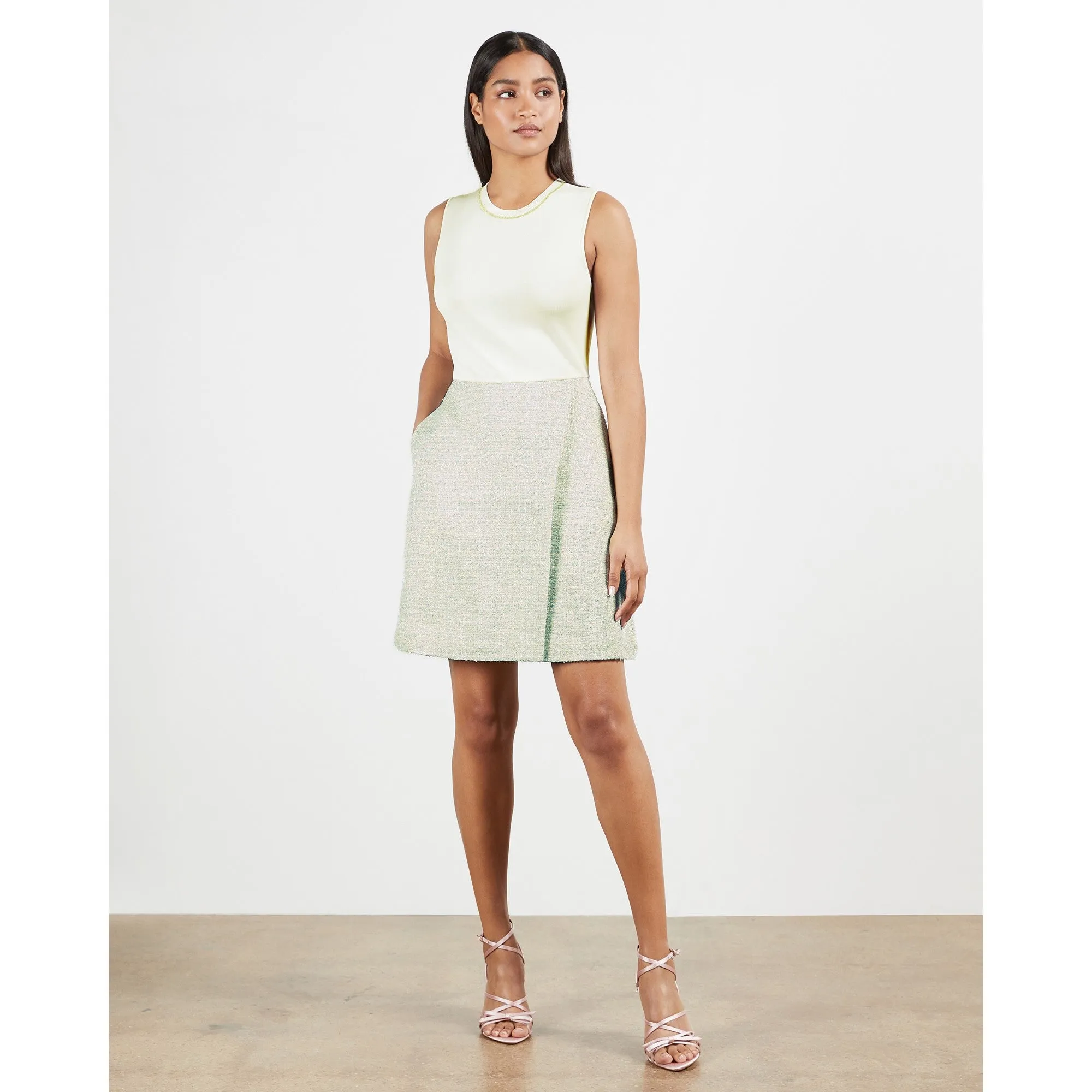 Women Wmf-Blossd-Knit Bodice Dress - Lt-Blue