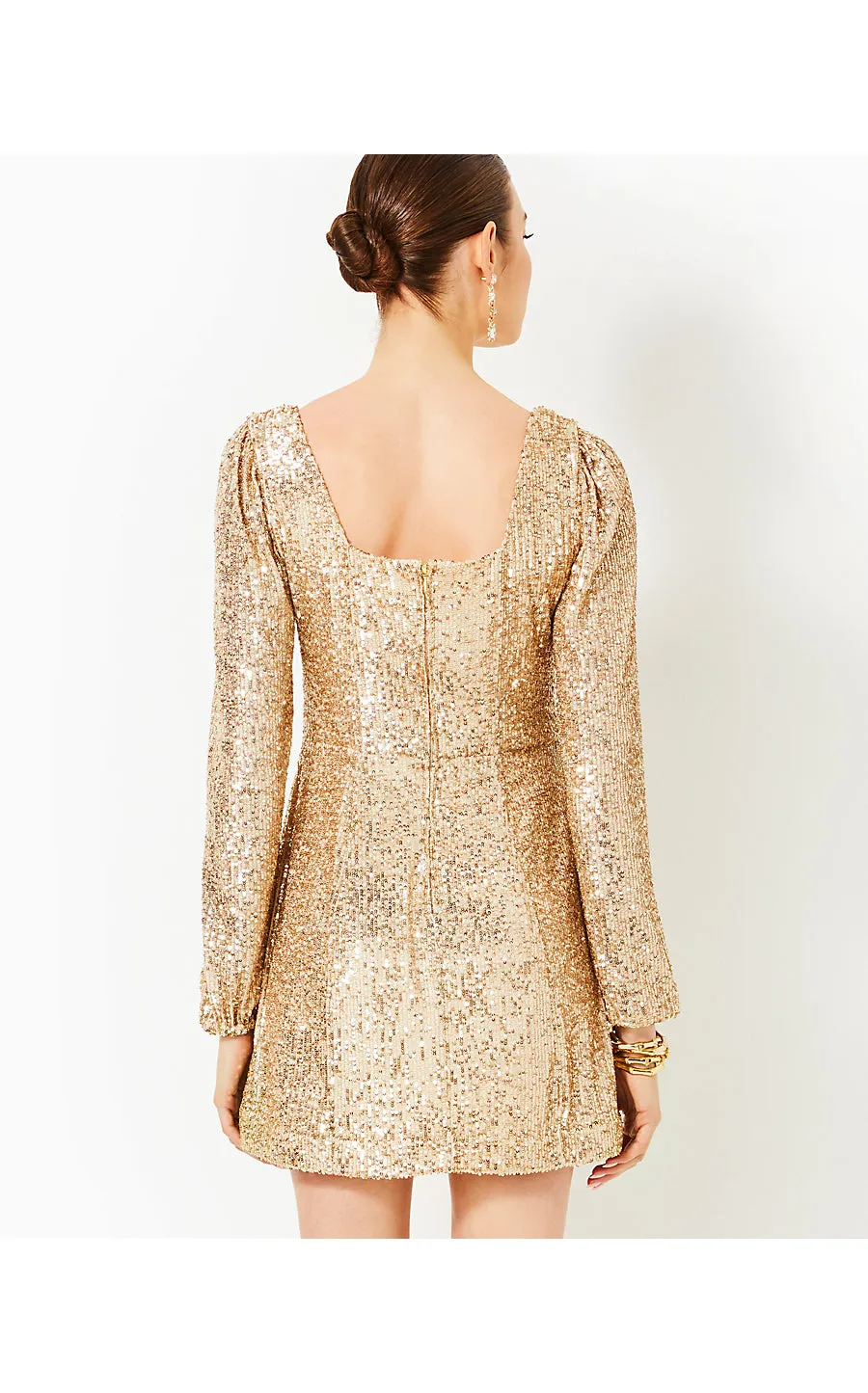 ZELDA SKIRTED ROMPER - GOLD METALLIC - TREASURE BOX SEQUIN KNIT